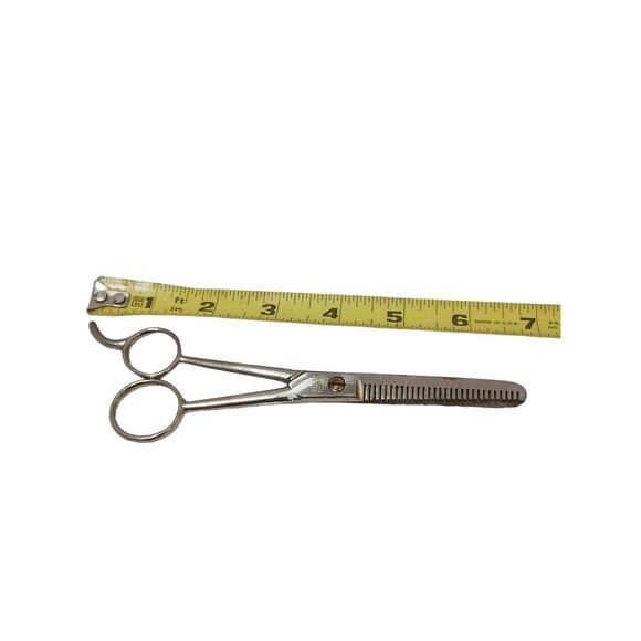 Hoffritz Hair Thinning Scissors ITALY Pro Barber SHEERS Salon DOUBLE Sided VNTG - Picture 7 of 7